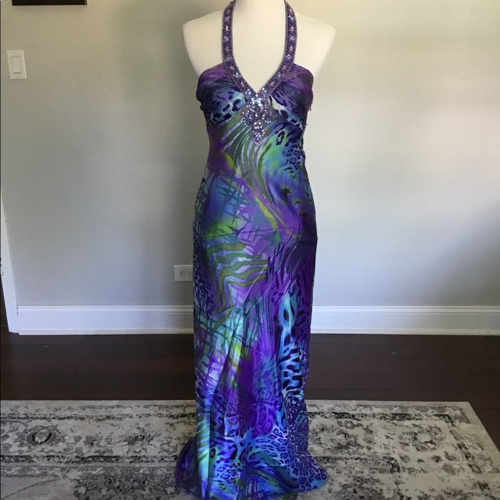 STUNNING BodyCon Halter Backless Beaded Dress Prom